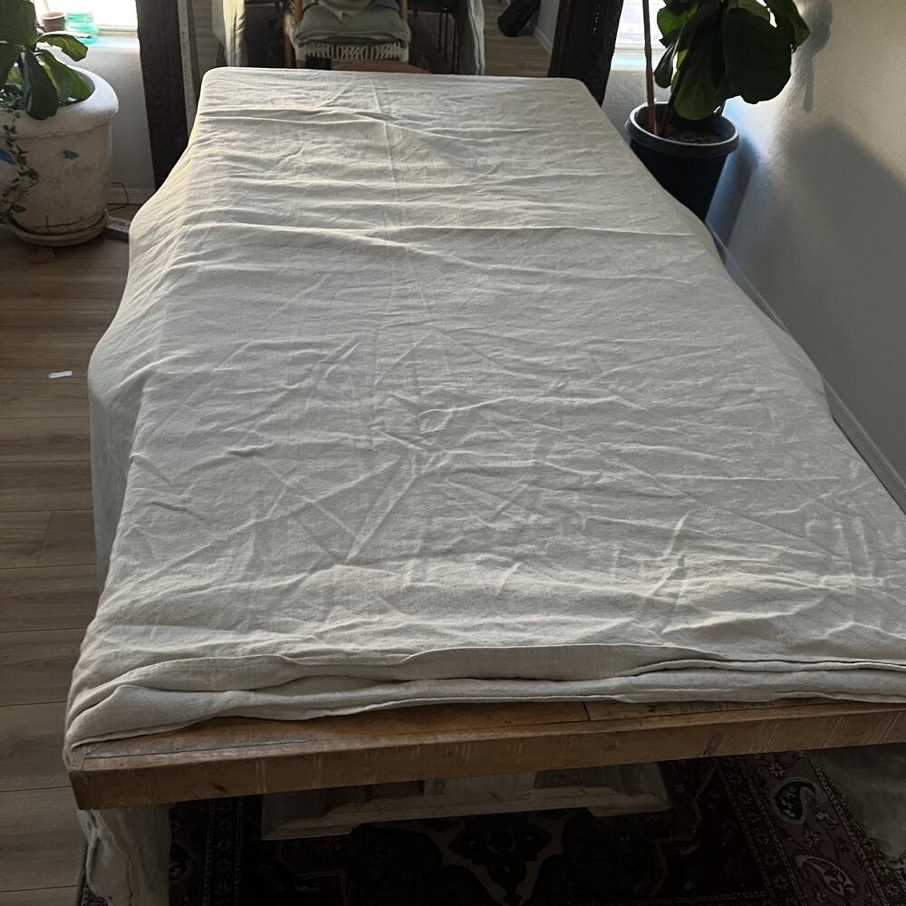 Restoration Hardware Full Queen Duvet Cover & Pillow Shams Linen Blend Tan